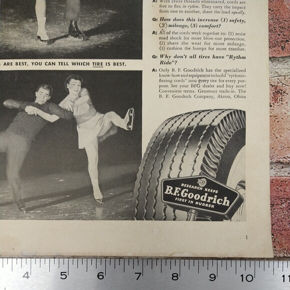 BF Goodrich Tires - Ice Skaters - Rythm Ride - 1950 Original Retro Vtg PRINT AD - Picture 7 of 10